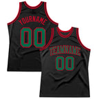 Custom Black Kelly Green-Red Authentic Throwback Basketball Jersey photo 1