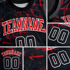 Custom Black Black-Red Round Neck Sublimation Basketball Uniform Jersey detail