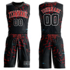 Custom Black Black-Red Round Neck Sublimation Basketball Uniform Jersey photo 1