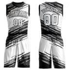 Custom Black White-Gray Round Neck Sublimation Basketball Uniform Jersey