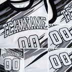 Custom Black White-Gray Round Neck Sublimation Basketball Uniform Jersey detail