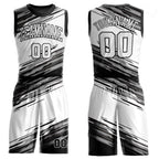Custom Black White-Gray Round Neck Sublimation Basketball Uniform Jersey photo 1