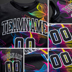 Custom Black Black-White Round Neck Sublimation Basketball Uniform Jersey detail
