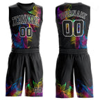 Custom Black Black-White Round Neck Sublimation Basketball Uniform Jersey photo 1
