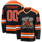 Custom Black Orange-White Hockey Jersey photo 1