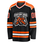 Custom Black Orange-White Hockey Jersey photo 2