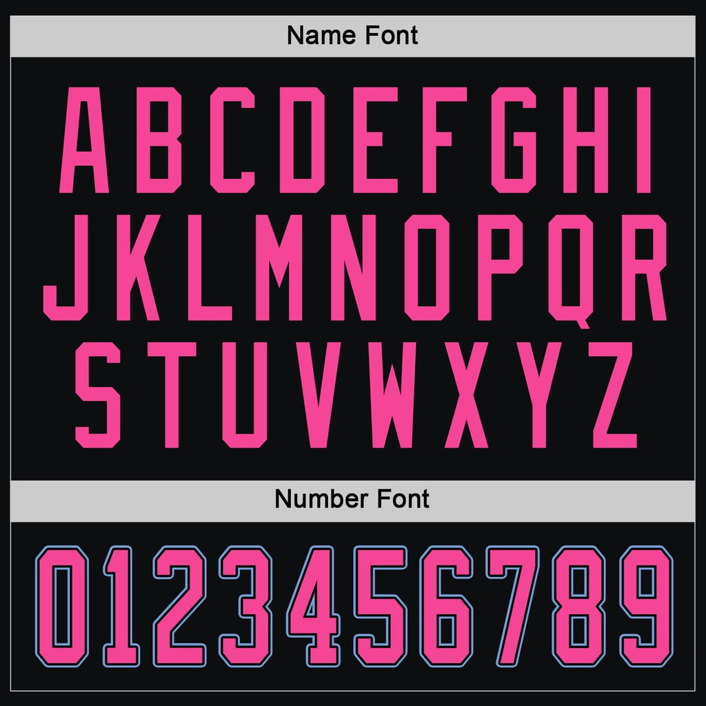 Custom Black Pink-Light Blue Hockey Jersey photo 3