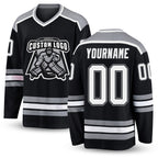 Custom Black White-Gray Hockey Jersey