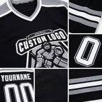 Custom Black White-Gray Hockey Jersey detail