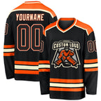 Custom Black Black Orange-Cream Hockey Jersey photo 1