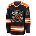 Custom Black Black Orange-Cream Hockey Jersey photo 2