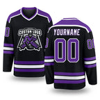 Custom Black Purple-White Hockey Jersey
