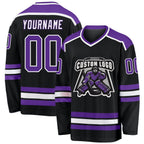 Custom Black Purple-White Hockey Jersey photo 1