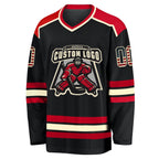 Custom Black Vintage USA Flag Cream-Red Hockey Jersey photo 2