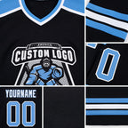 Custom Black Light Blue-White Hockey Jersey detail