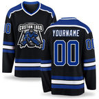 Custom Black Royal-White Hockey Jersey