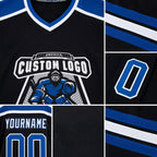 Custom Black Royal-White Hockey Jersey detail