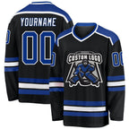 Custom Black Royal-White Hockey Jersey photo 1