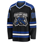 Custom Black Royal-White Hockey Jersey photo 2