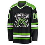 Custom Black Neon Green-White Hockey Jersey photo 2
