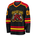 Custom Black Gold-Red Hockey Jersey photo 2
