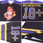 Custom Black Purple-Gold Hockey Jersey photo 4