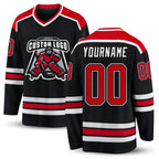 Custom Black Red-White Hockey Jersey