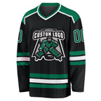 Custom Black Kelly Green-White Hockey Jersey photo 3