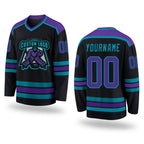 Custom Black Purple-Teal Hockey Jersey