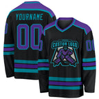 Custom Black Purple-Teal Hockey Jersey photo 1