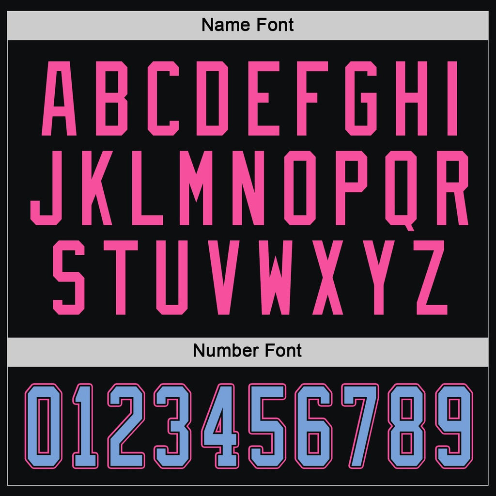 Custom Black Light Blue-Pink Hockey Jersey photo 3