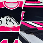 Custom Black Pink-White Hockey Jersey photo 2