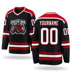 Custom Black White-Red Hockey Jersey