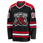 Custom Black White-Red Hockey Jersey photo 2