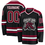 Custom Black Maroon-White Hockey Jersey photo 1