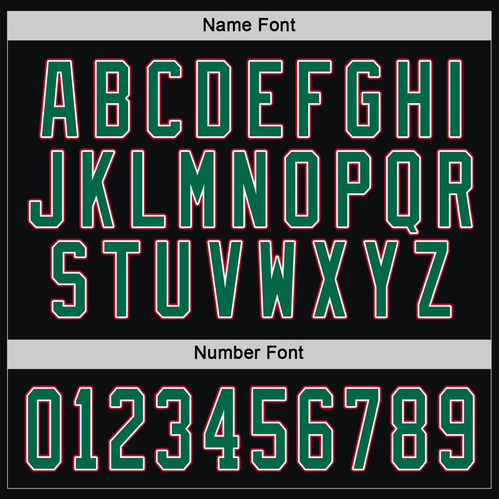 Custom Black Kelly Green White-Red Hockey Jersey photo 3
