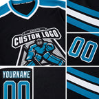 Custom Black Panther Blue-White Hockey Jersey detail