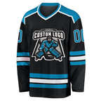 Custom Black Panther Blue-White Hockey Jersey photo 2