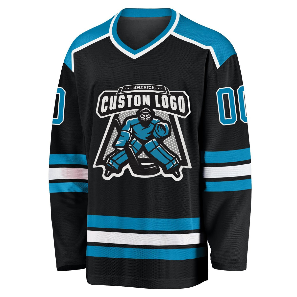 Custom Black Panther Blue-White Hockey Jersey photo 2