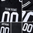 Custom Black White Mesh Authentic Football Jersey detail