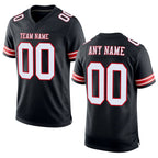 Custom Black White-Red Mesh Authentic Football Jersey