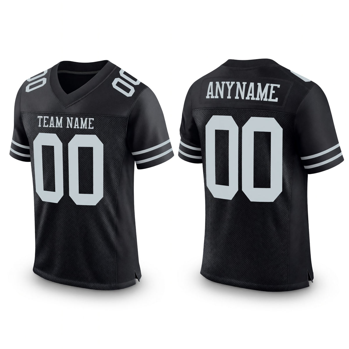 Custom Black Silver Mesh Authentic Football Jersey