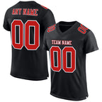 Custom Black Fire Red-White Mesh Authentic Football Jersey photo 1
