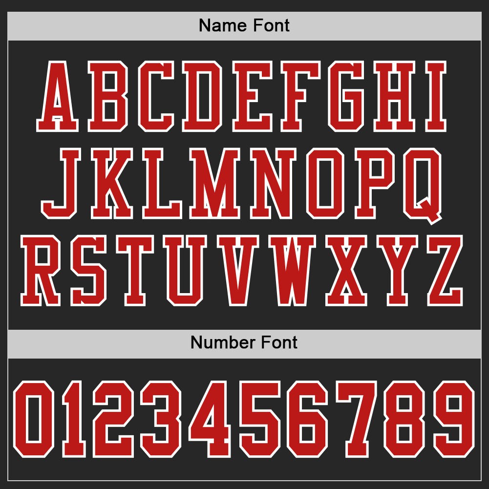 Custom Black Fire Red-White Mesh Authentic Football Jersey photo 3