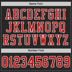 Custom Black Fire Red-White Mesh Authentic Football Jersey photo 3