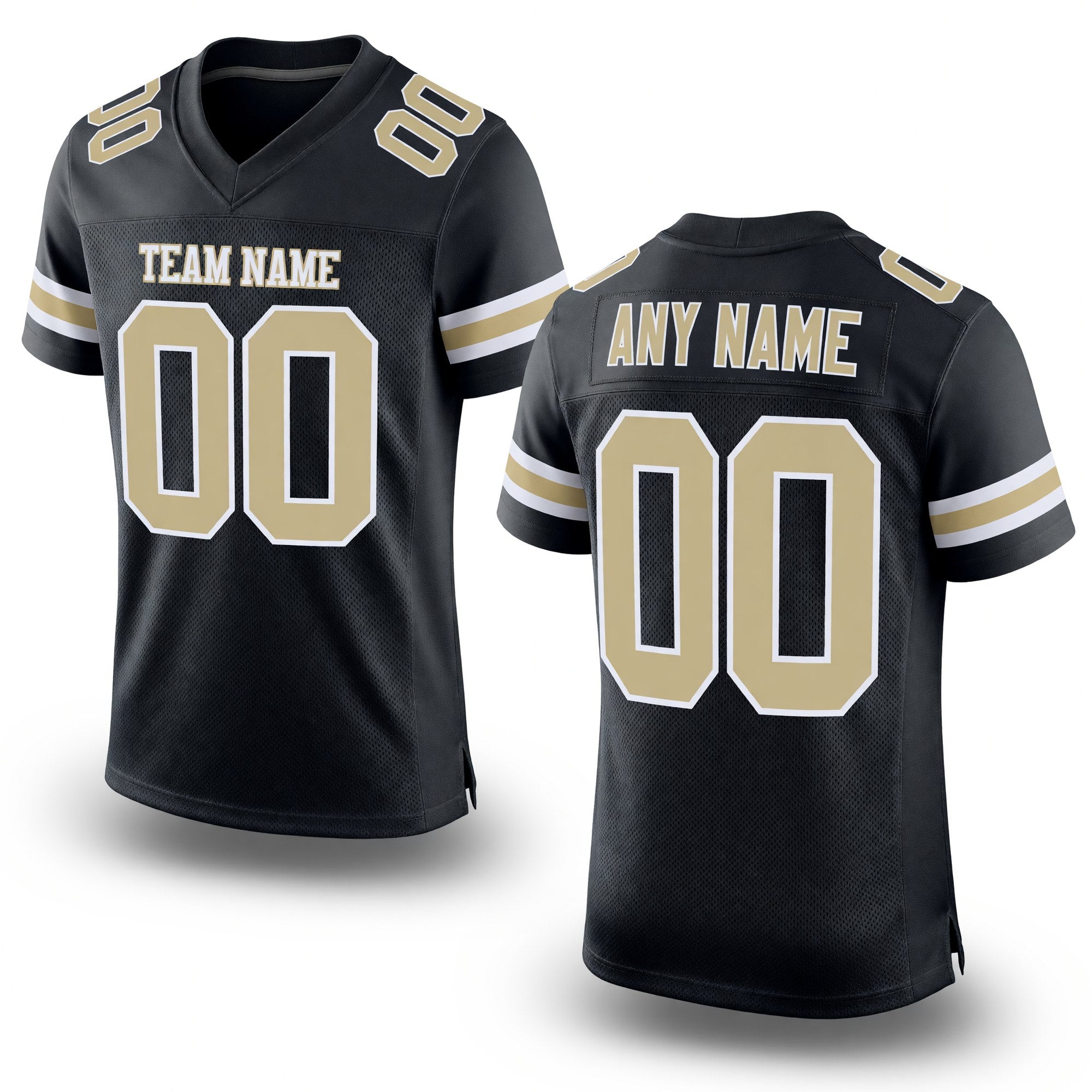 Custom Black Vegas Gold-White Mesh Authentic Football Jersey