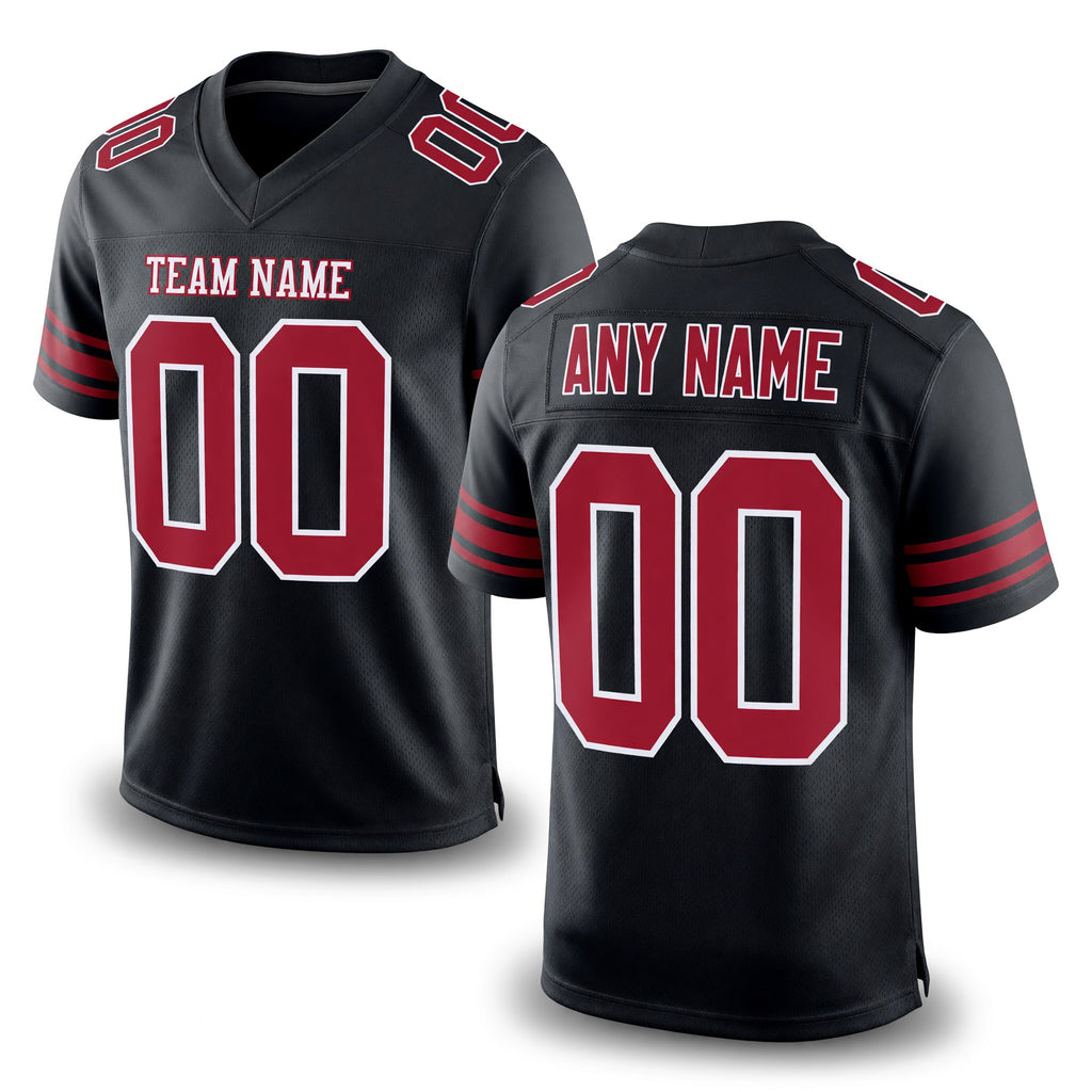 Custom Black Cardinal-White Mesh Authentic Football Jersey