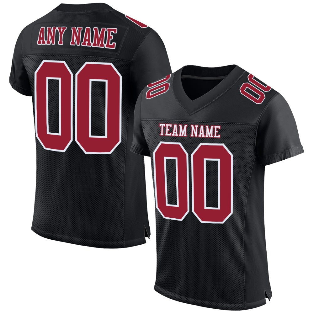Custom Black Cardinal-White Mesh Authentic Football Jersey photo 1