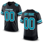 Custom Black Teal-White Mesh Authentic Football Jersey
