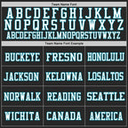 Custom Black Teal-White Mesh Authentic Football Jersey photo 2